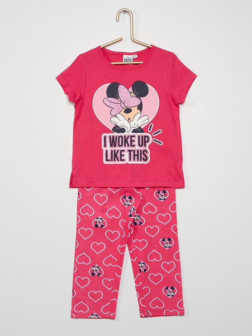 Pijama largo de 2 piezas de algodón 'Minnie' rosa - Kiabi