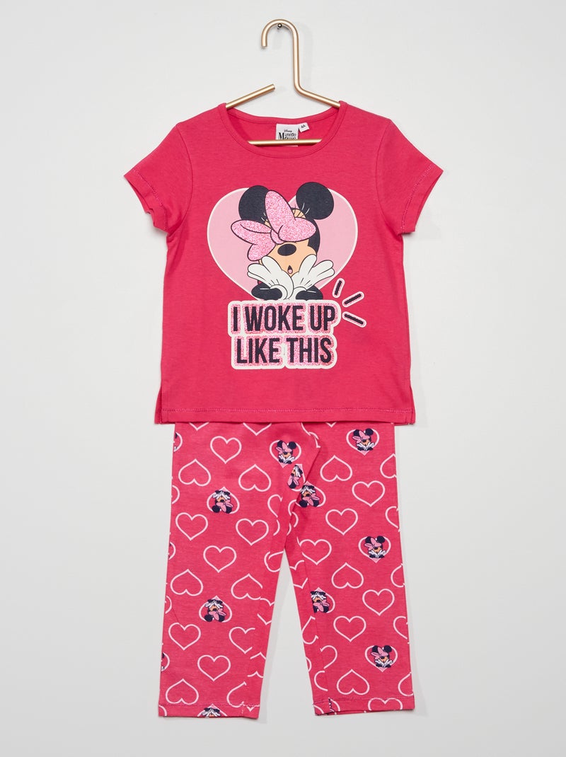 Pijama largo de 2 piezas de algodón 'Minnie' rosa - Kiabi