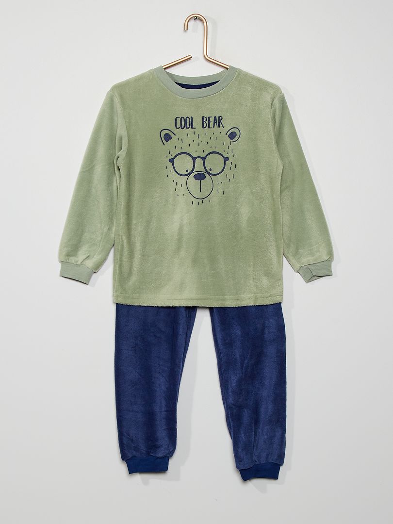 Pijama largo de 2 piezas de tejido polar 'oso' topo - Kiabi