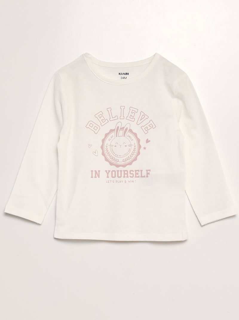 Pijama largo de 2 piezas estampado BLANCO - Kiabi