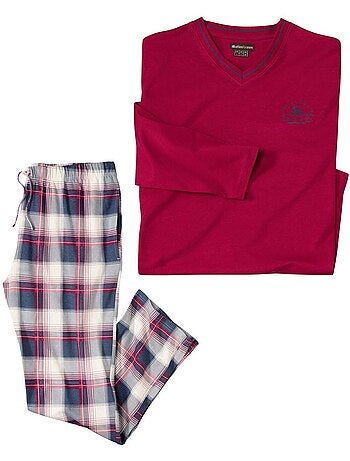 Pijama largo de algodón a cuadros