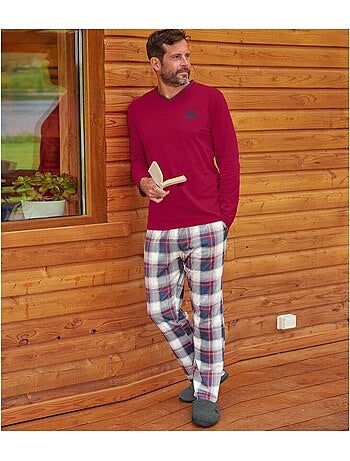 Pijama largo de algodón a cuadros
