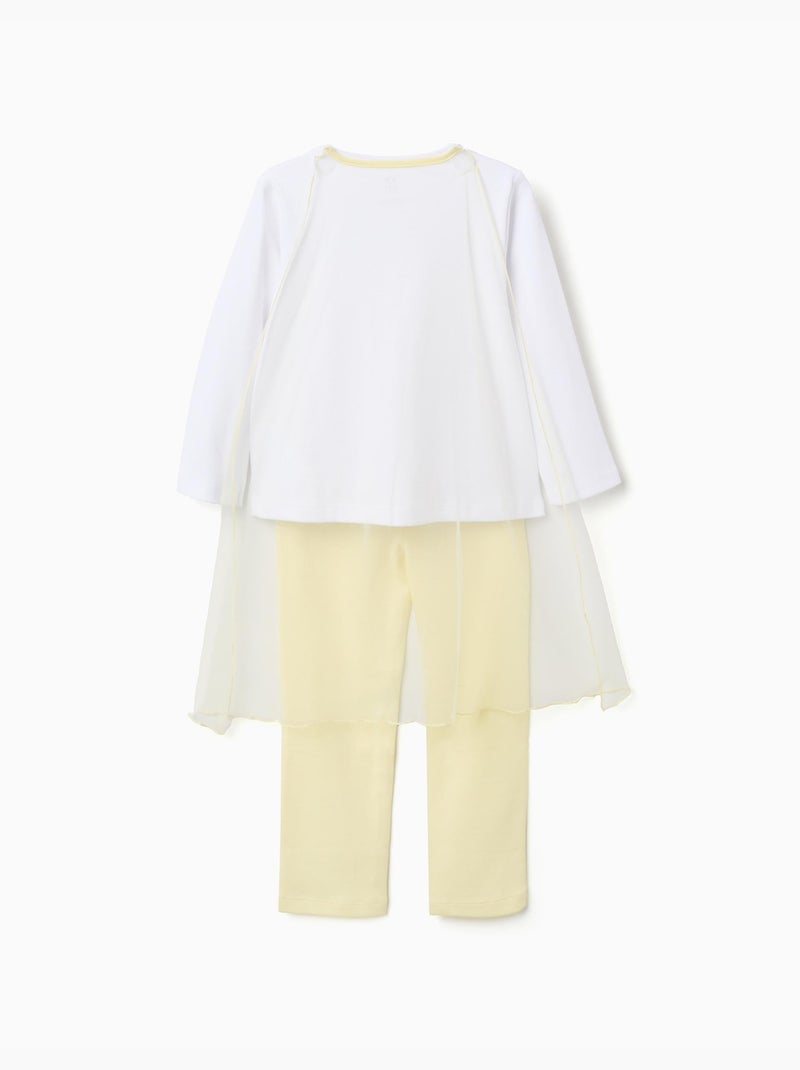 Pijama largo de algodón con capa desmontable Blanco - Kiabi