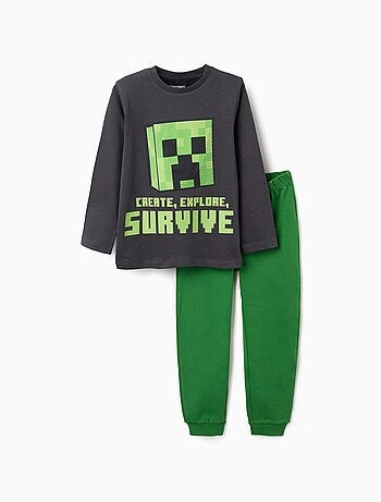 Pijama largo de algodón con estampado Minecraft