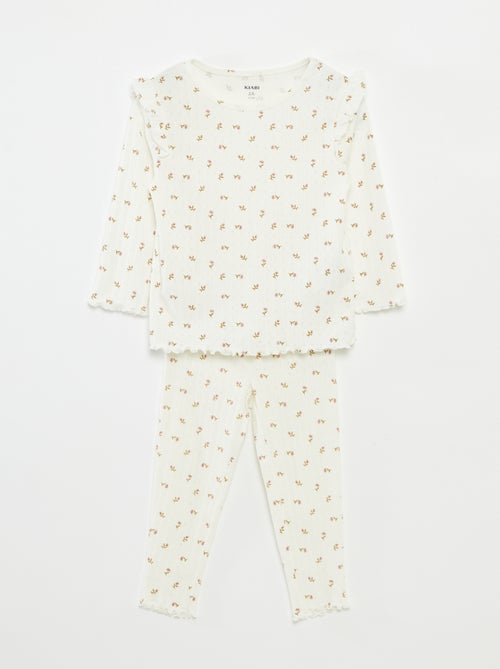 Pijama largo de canalé  - 2 piezas - Kiabi