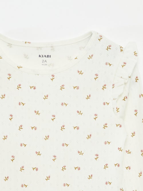 Pijama largo de canalé  - 2 piezas - Kiabi