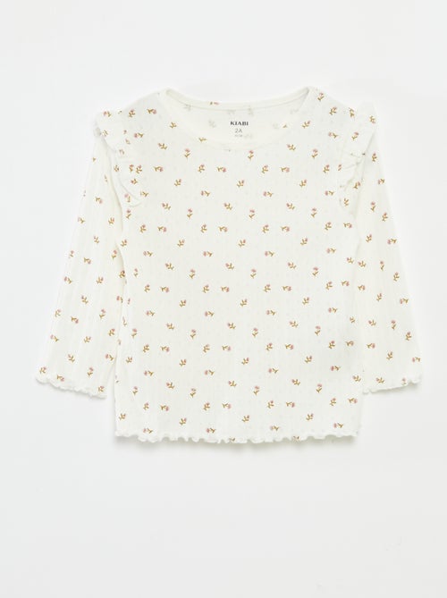 Pijama largo de canalé  - 2 piezas - Kiabi