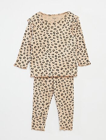 Pijama largo de canalé - 2 piezas