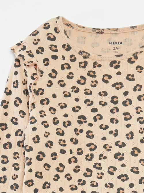 Pijama largo de canalé  - 2 piezas - Kiabi