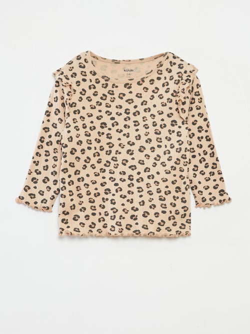 Pijama largo de canalé  - 2 piezas - Kiabi