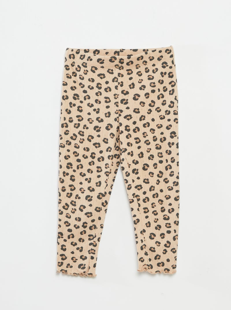 Pijama largo de canalé  - 2 piezas Marron - Kiabi