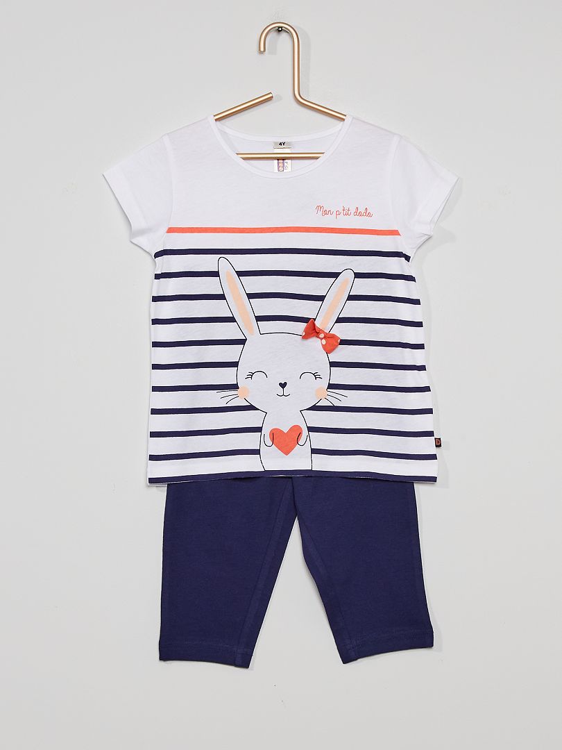 Pijama largo de 'conejo' blanco/azul - Kiabi