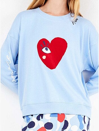Pijama largo de corazones en interlock suave algodón