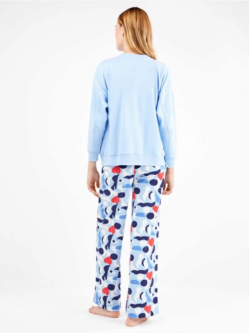 Pijama largo de corazones en interlock suave algodón - Kiabi