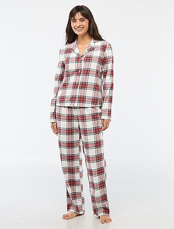 Pijama largo de cuadros - 2 piezas