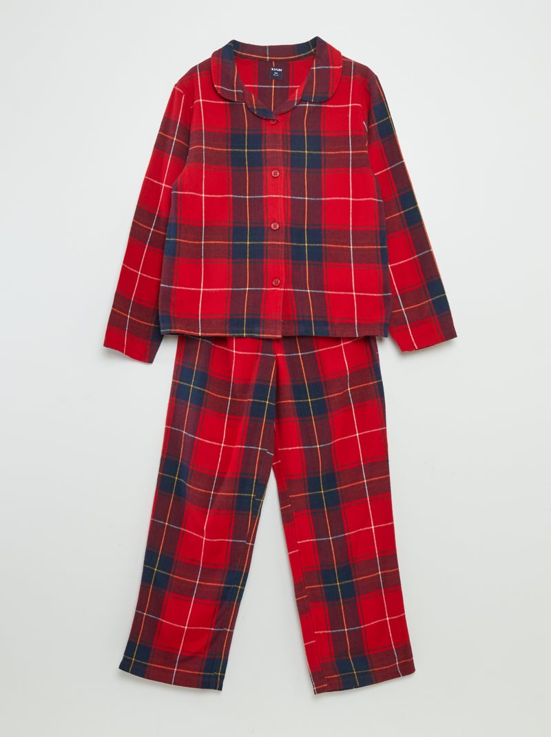 Pijama largo de cuadros - 2 piezas ROJO - Kiabi