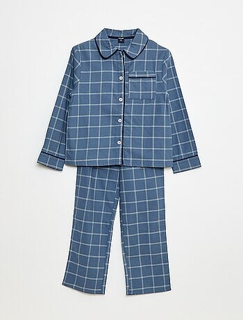 Pijama largo de cuadros camisa + pantalón - 2 piezas