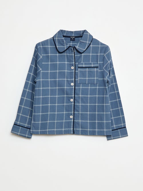 Pijama largo de cuadros camisa + pantalón - 2 piezas - Kiabi