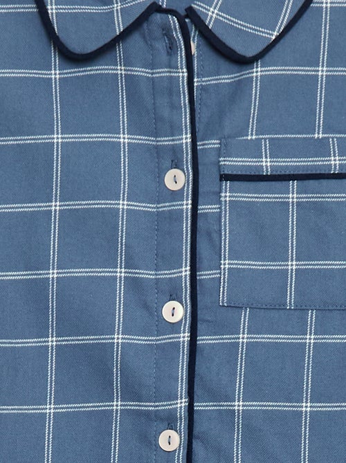 Pijama largo de cuadros camisa + pantalón - 2 piezas - Kiabi