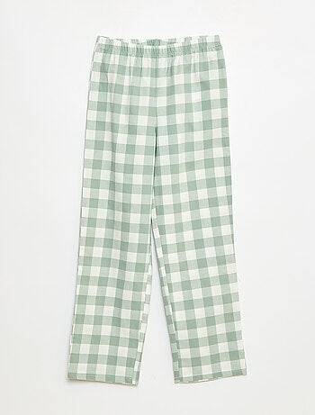 Pijama largo de cuadros camisa + pantalón - 2 piezas