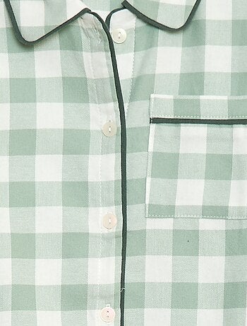 Pijama largo de cuadros camisa + pantalón - 2 piezas
