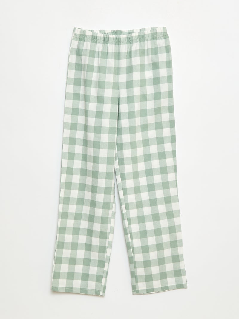 Pijama largo de cuadros camisa + pantalón - 2 piezas Verde - Kiabi