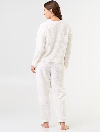 Pijama largo de forro polar con motivos trenzados - 2 piezas