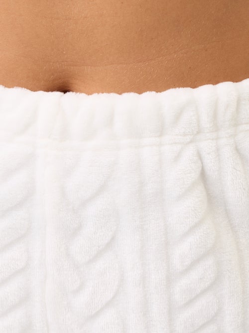 Pijama largo de forro polar con motivos trenzados - 2 piezas - Kiabi