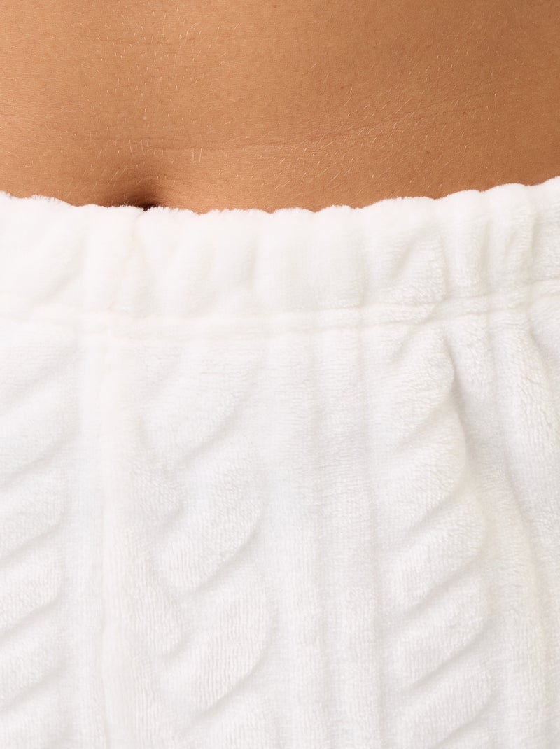Pijama largo de forro polar con motivos trenzados - 2 piezas Blanco - Kiabi