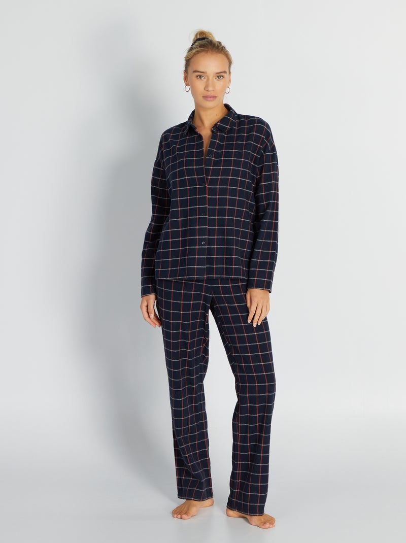 Pijama largo de franela  - 2 piezas AZUL - Kiabi