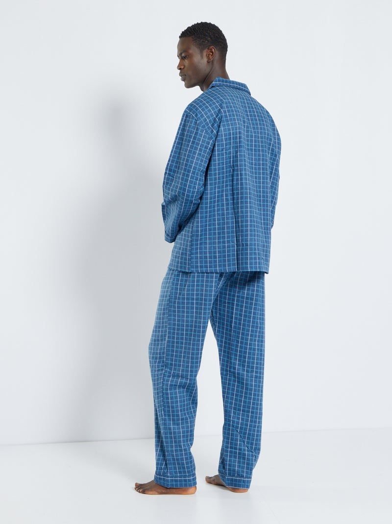 Pijama largo de franela - 2 piezas azul - Kiabi