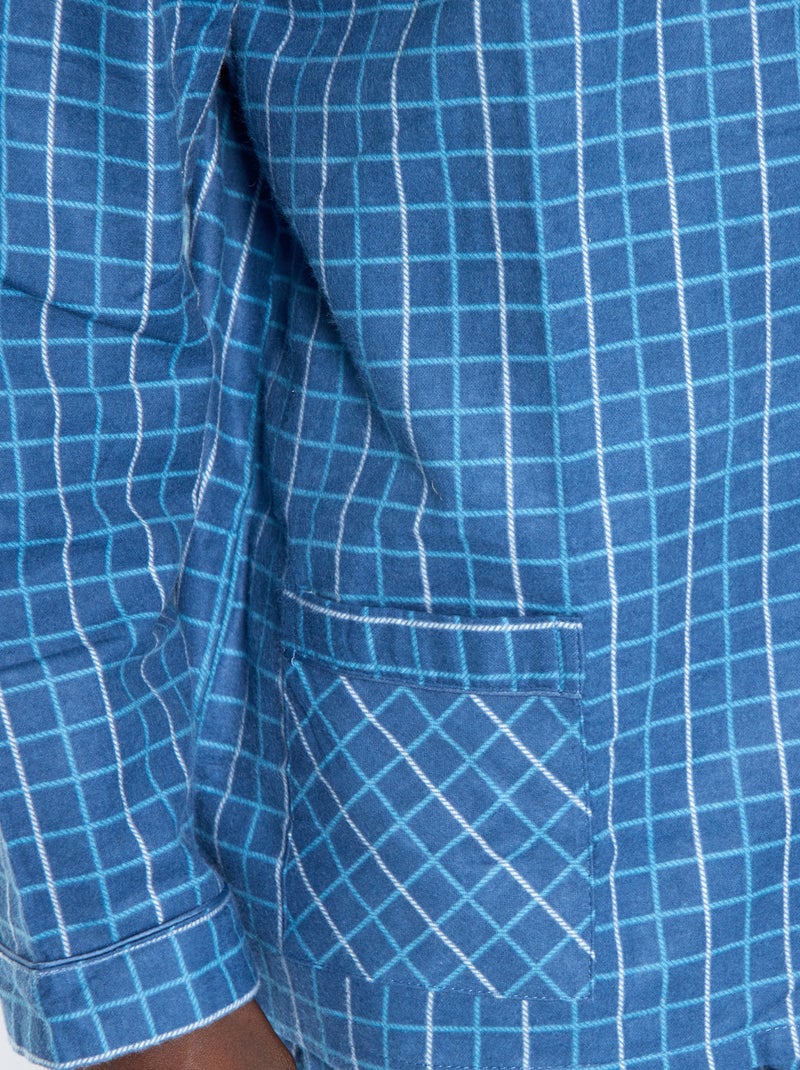 Pijama largo de franela - 2 piezas azul - Kiabi