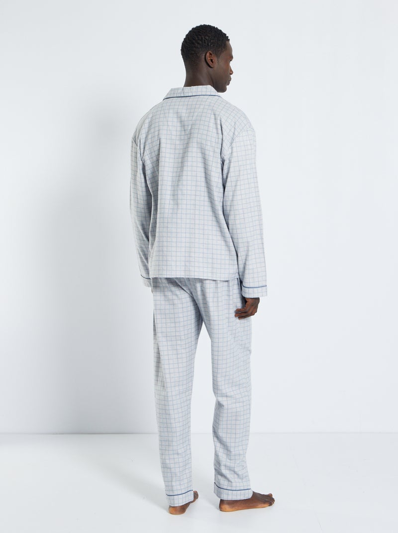Pijama largo de franela - 2 piezas gris - Kiabi