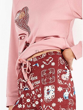 Pijama largo de frida kahlo en tejido de punto con algodón