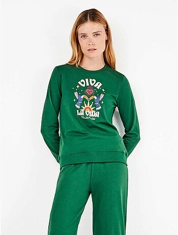 Pijama largo de frida kahlo en tejido de punto con algodón