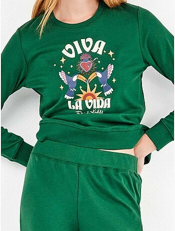 Pijama largo de frida kahlo en tejido de punto con algodón