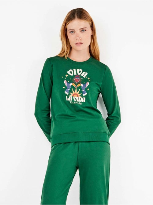 Pijama largo de frida kahlo en tejido de punto con algodón - Kiabi Pijama largo de frida kahlo en tejido de punto con algodón - Kiabi