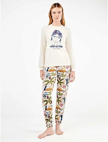 Pijama largo de frida kahlo en tejido de punto