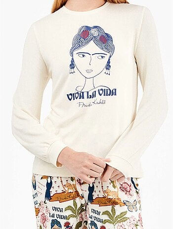 Pijama largo de frida kahlo en tejido de punto