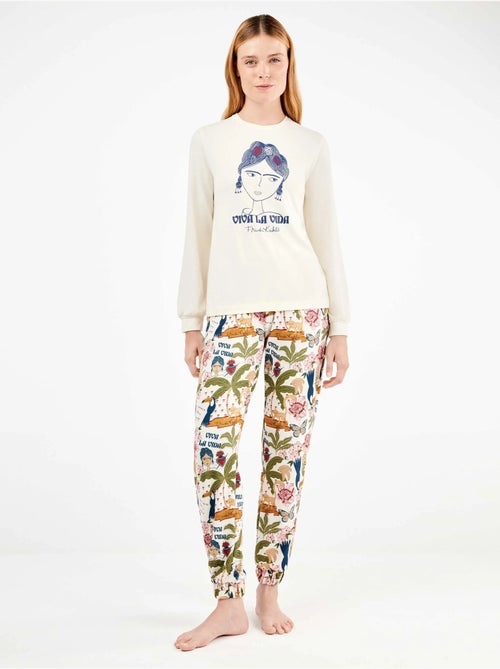 Pijama largo de frida kahlo en tejido de punto - Kiabi Pijama largo de frida kahlo en tejido de punto - Kiabi