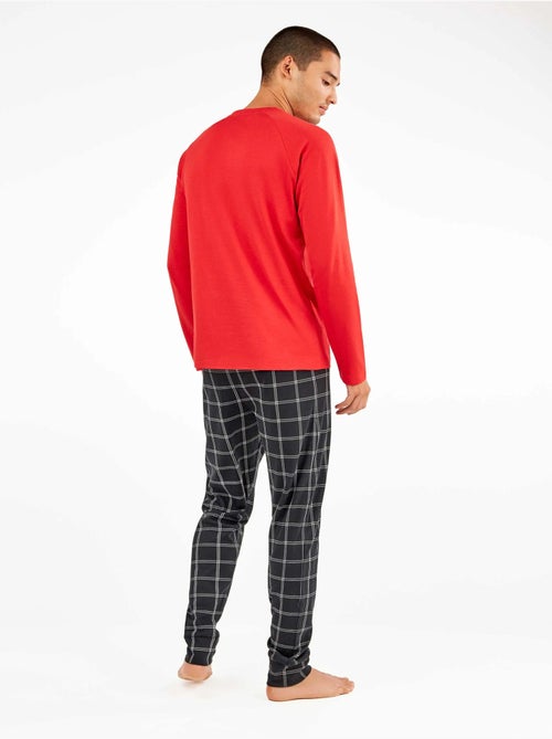 Pijama largo de hombre de Snoopy abotonado cuello en algodón - Kiabi
