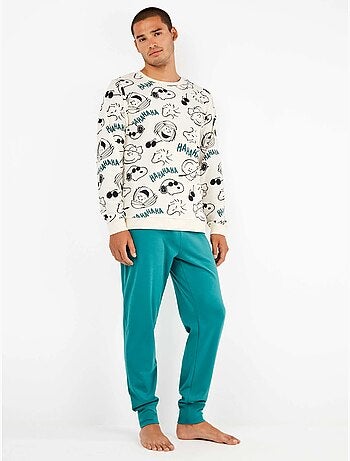 Pijama largo de hombre de snoopy en punto de algodón