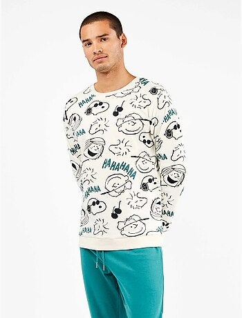 Pijama largo de hombre de snoopy en punto de algodón