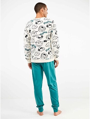 Pijama largo de hombre de snoopy en punto de algodón