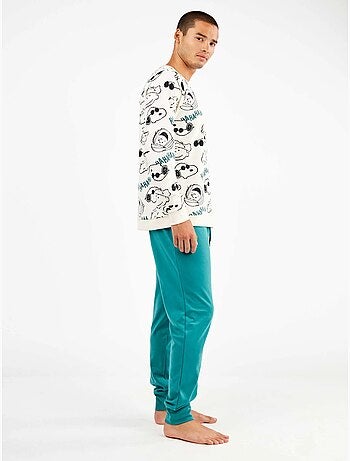 Pijama largo de hombre de snoopy en punto de algodón