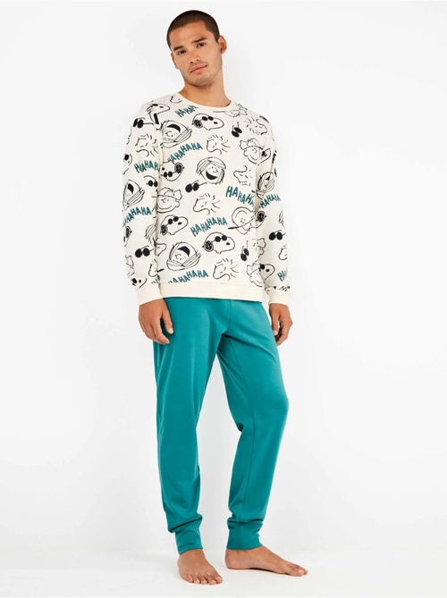Pijama largo de hombre de snoopy en punto de algodón - Kiabi Pijama largo de hombre de snoopy en punto de algodón - Kiabi