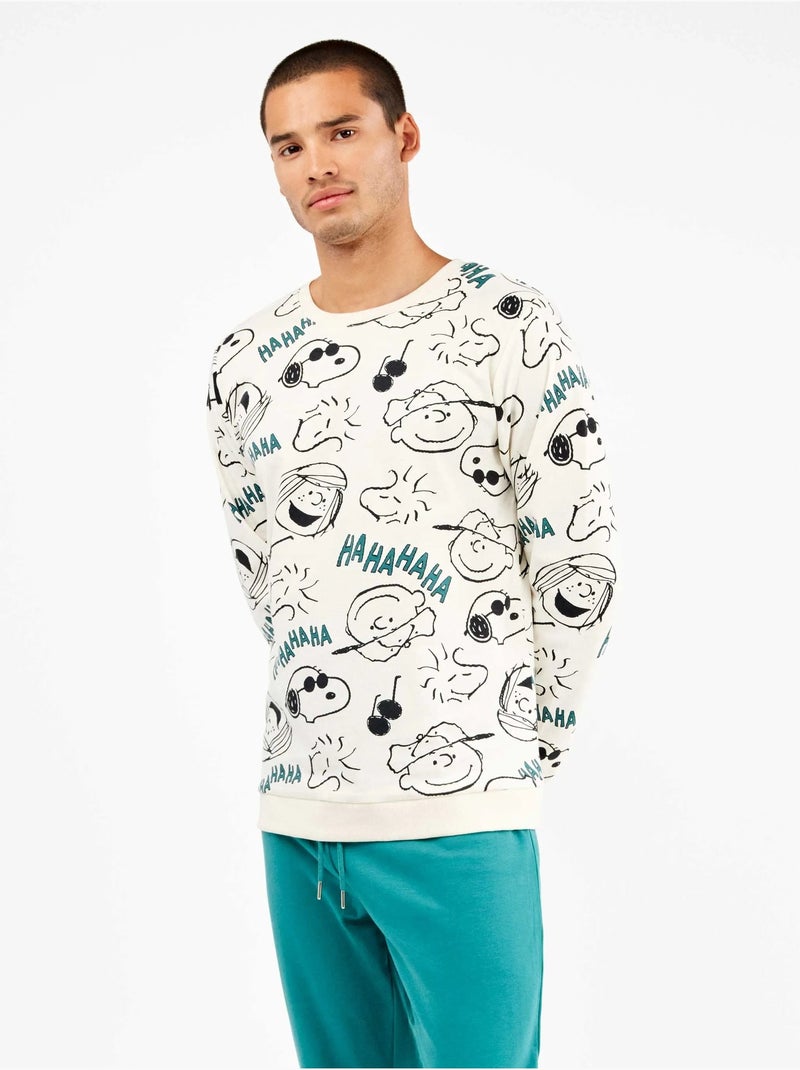 Pijama largo de hombre de snoopy en punto de algodón Multicolor - Kiabi