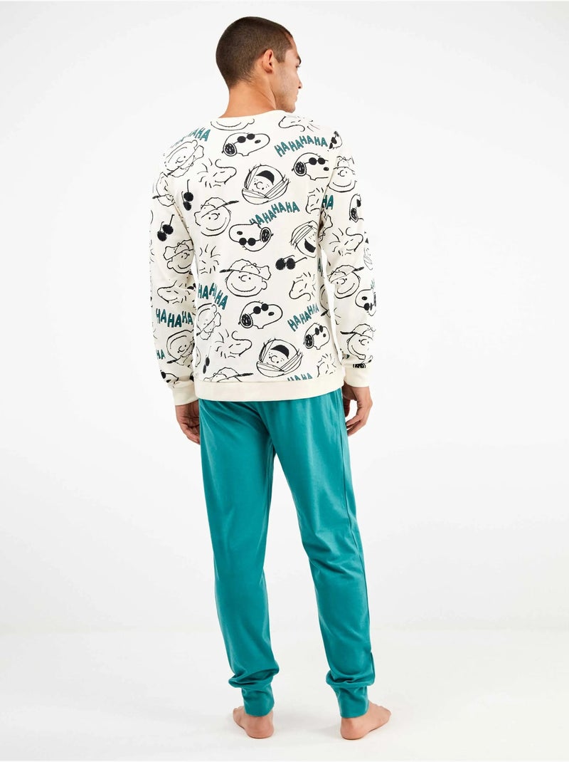 Pijama largo de hombre de snoopy en punto de algodón Multicolor - Kiabi