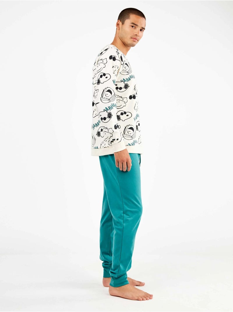Pijama largo de hombre de snoopy en punto de algodón Multicolor - Kiabi