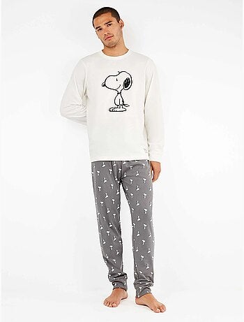 Pijama largo de hombre de Snoopy en tejido punto con algodón